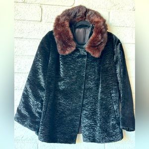 Vintage Velveteen Rabbit Fur Cape Cloak Jacket Retro 60s Mod Unique Karakul